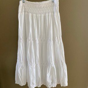 Boho100% Cotton maxi skirt with lace detail Size L